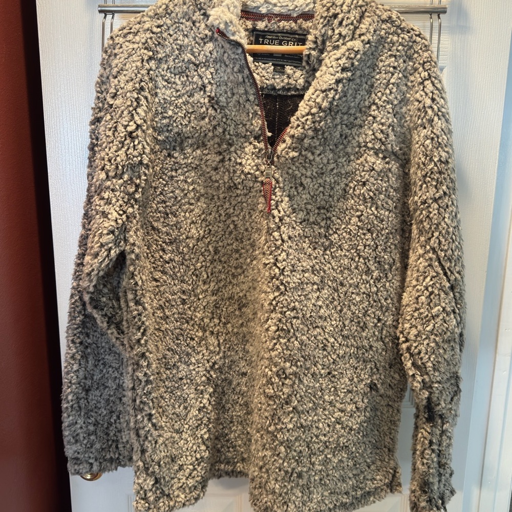 True Grit Gray Sherpa Pullover Size L